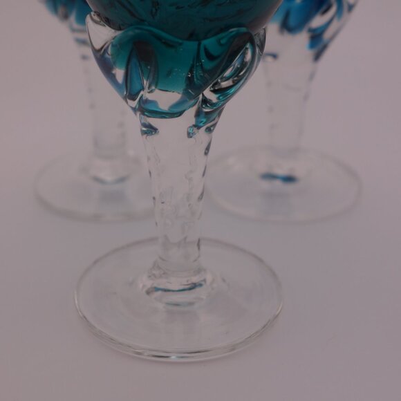 Set of Three(3) Blue Glass Very Small Glasses - Picture 4 of 13